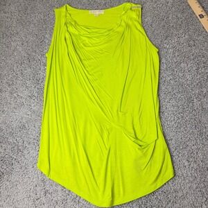 Michael Kors Womens Lime Green Cowl Neck Draped Sleeveless Tank Top Size L